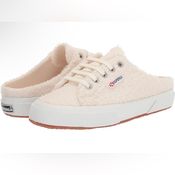 Superga Shoes - NWT - Superga Ecru Faux Shearling Slip-ons - Size 8.5